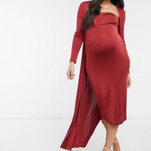 ASOS DESIGN 2 in 1 bandeau midi maternity dress with gown